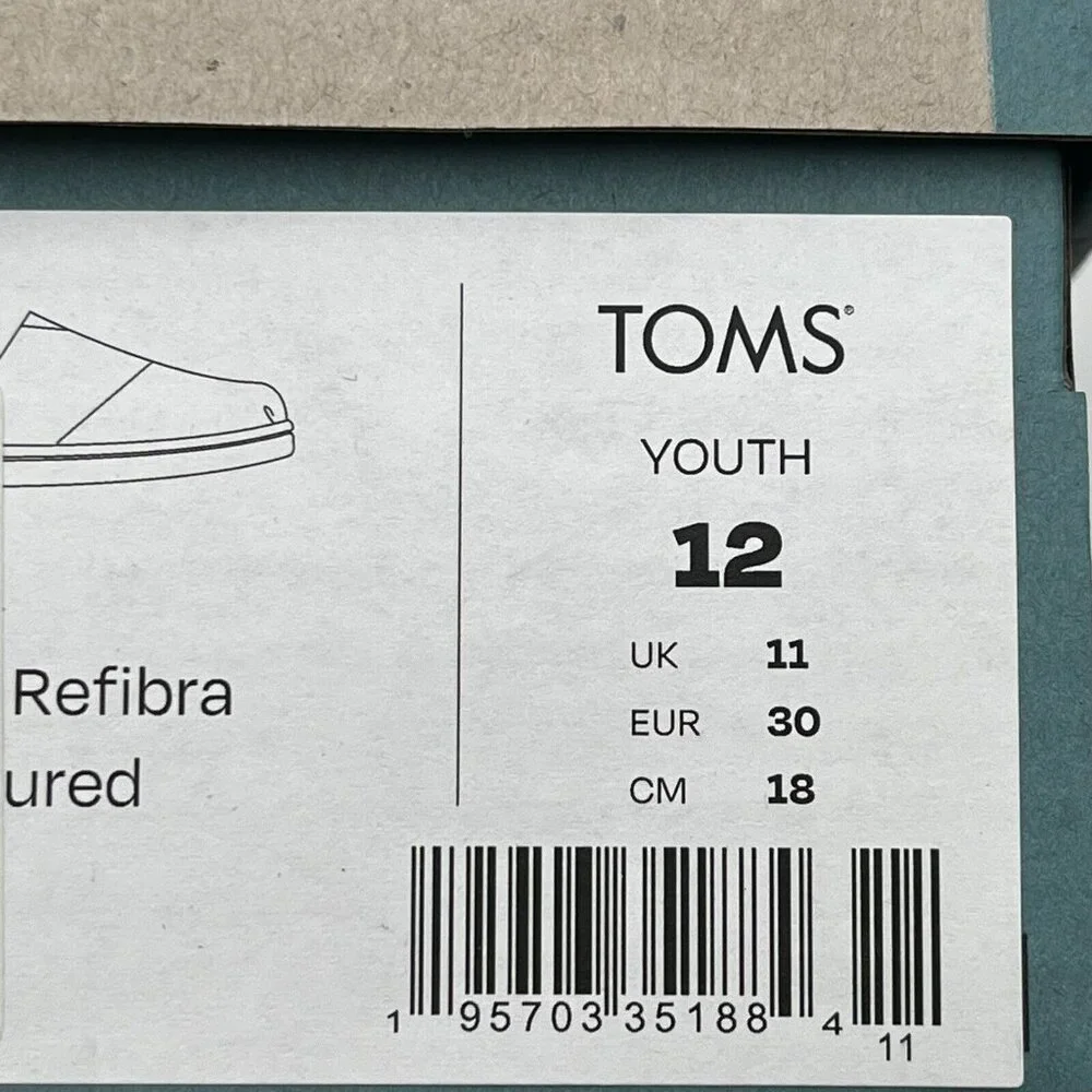 Toms Little Girls Alpargata Slip-on Shoes Size 12 Ocen Blue Lightweight & Comfy